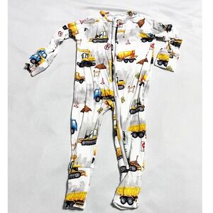 Hanlyn Collective Baby Boys Bamboo Construction Trucks One Piece Pajamas 3-6M